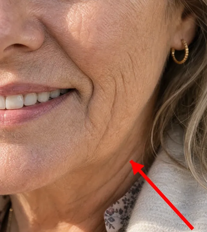 Close-up of the lower cheek and jawline